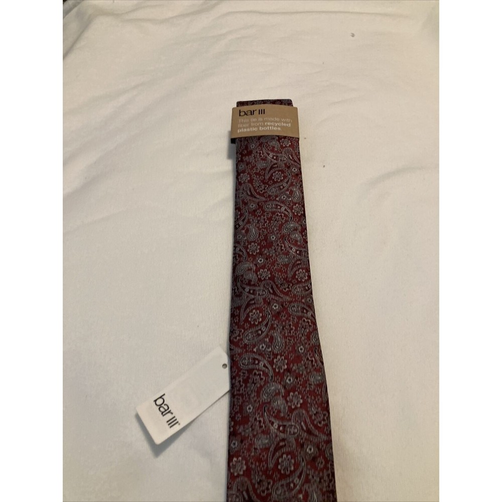 Bar III Men's One Size Red Oakand Skinny Paisley Tie